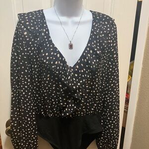 SHEIN Black and White Polka Dot Women's Top, snap one piece
